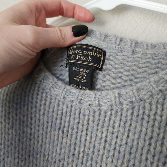 ABERCROMBIE & FITCH x VINTAGE wool knit sweater in blue size L - Picture 6 of 7